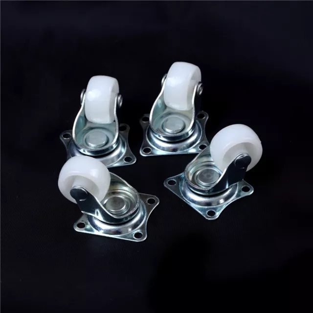 4X 10kg Universal Swivel Casters 1" Wheels Castor White PP Nylon.aRZ