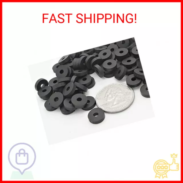 SHKIBY [100 Pack] 1/4" x 5/8" EPDM Rubber Washer, Neoprene Flat Washers spacers,
