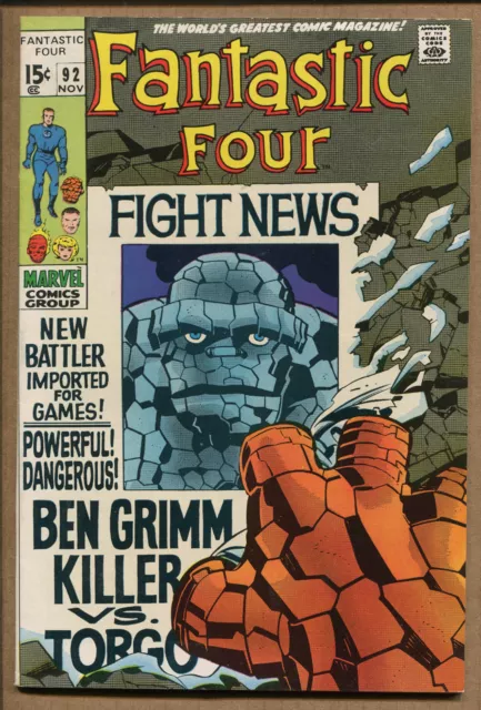 Fantastic Four #92 - Ben Grimm Killer Vs. Torgo! - 1969 (8.5)