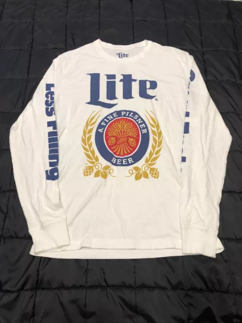 Miller Lite  A Fine Pilsner Men’s white Long Sleeve T Shirt Medium