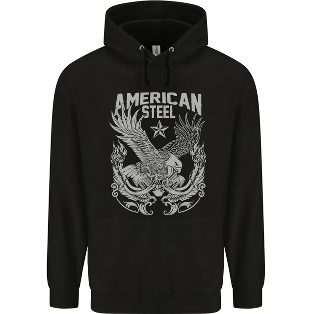 American Steel Motorbike Motorcycle Biker Childrens Kids Hoodie