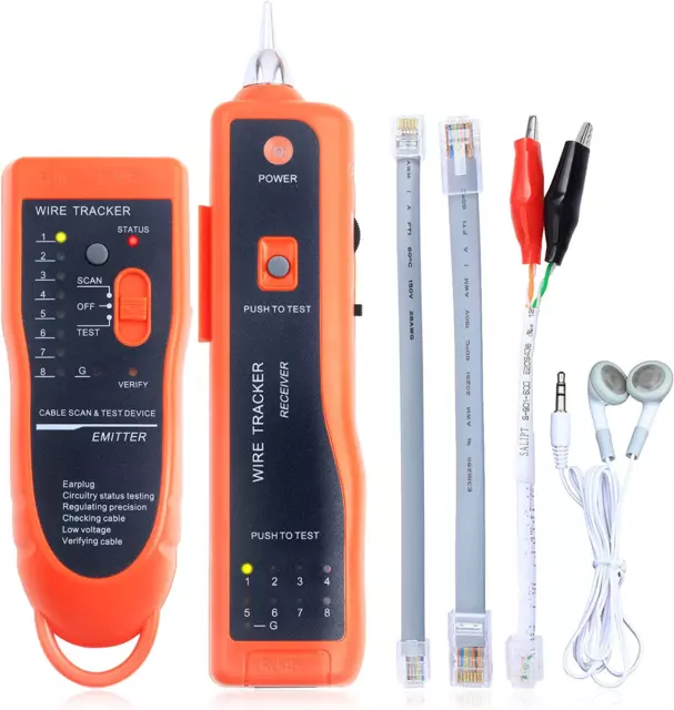 Network Cable Tester Telephone Line Cable Tracker Wire Tracer Test Rj45 Rj11 Cat
