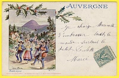 CPA dos 1900 illustration litho signed j. morel a wedding in Auvergne wedding