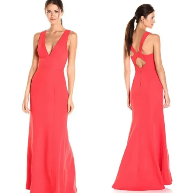 Nwt Bcbg Maxazria Riva Deep V-Neck Sexy Open Back Gown  Maxi Dress Size 8 $368