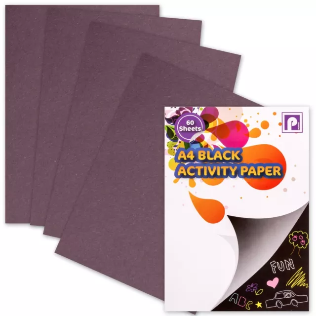 LARGE 60 SHEET A4 BLACK ACTIVITY PAD Thick Craft Paper Card Making Draw/Sketch