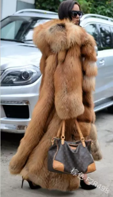 Women's Faux Fur Luxury Hooded Full Length Parka Coat Winter Warm Fashion Size 3