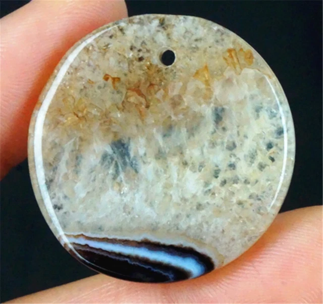 P35092 30x5mm Black/white Druzy Geode Agate Round Pendant Bead