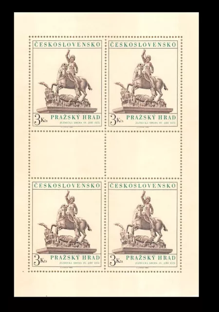 Checoslovaquia Sc# 2420 San Jorge y el Dragón, hoja de 4 sellos 1982