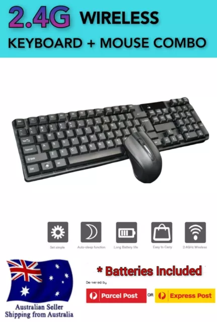 Slim 2.4G Wireless Bluetooth Keyboard And Mouse Combo Full 104 Key for PC Laptop