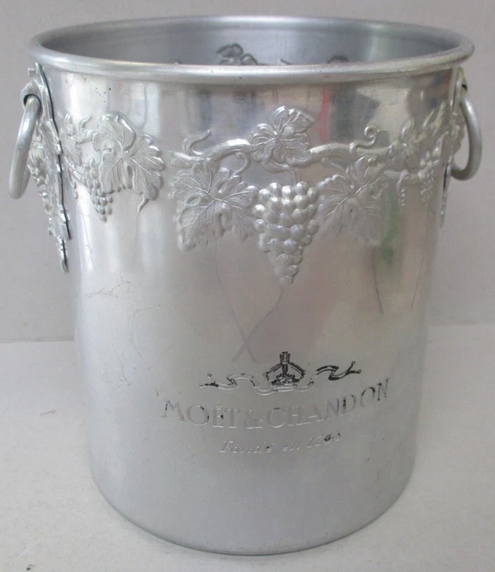 Seau à Champagne Moët & Chandon - Aluminium - Décor Raisin - Made In France 1980 - Rare