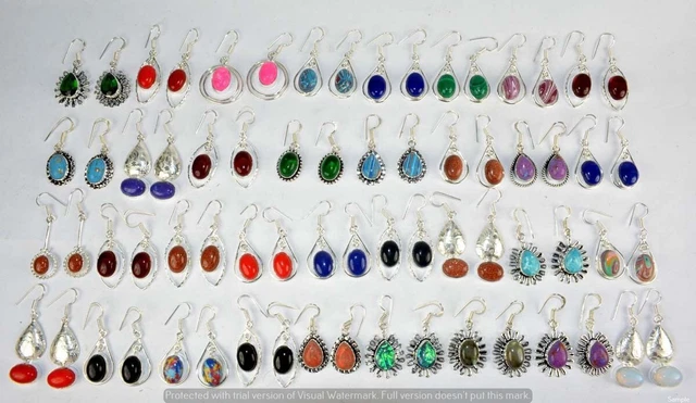 Coral & Mixed 1 Pair Wholesale Lot 925 Sterling Silver Earring NLE-3096