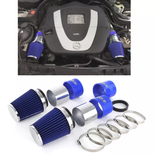 Kit aspirazione aria con filtro aria sportivo blu per Mercedes W204 C300 C350 V6