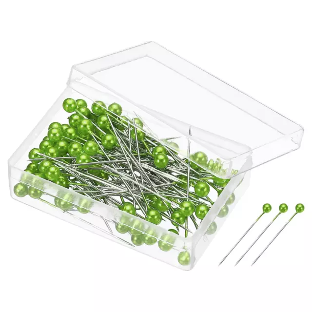 Perlato Cucito Spilli,4 Set Inossidabile Acciaio Palla Testa,Verde