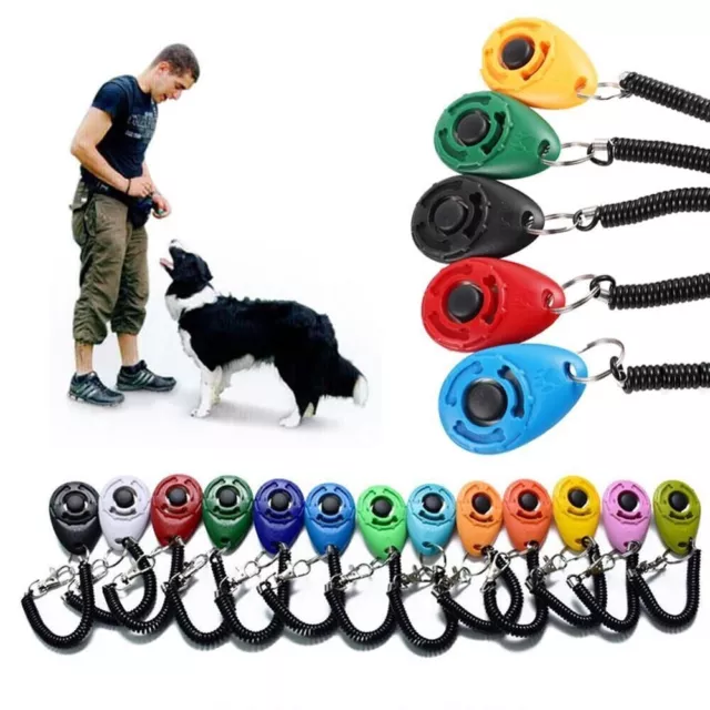 2 Pack Pet Puppy School Training Teaching AID Obedience Tool Dog Clicker Trainer