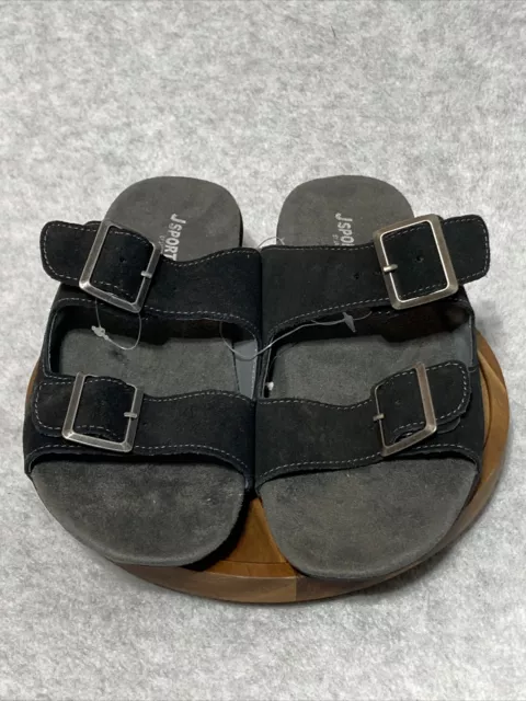 Jsport by Jambu Sandals Size 8 Womens 8M Carina Black Suede Leather Slides