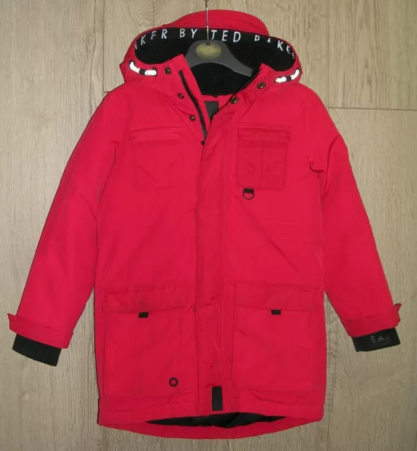 Giacca con cappuccio Ted Baker Ragazzi Pile Rosso Foderata Cappotto invernale Età 5-6 116 cm