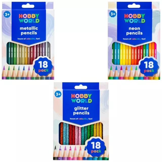 Hobby World Metallic, Neon, Glitter Colouring Pencils Set Of 18