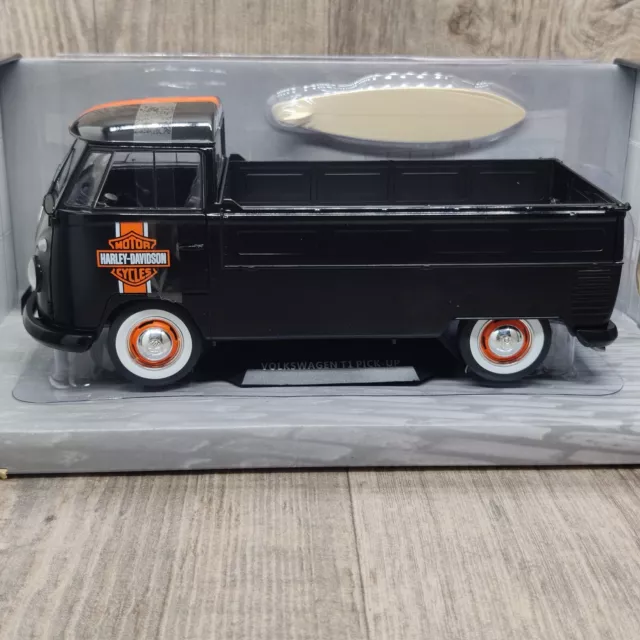 Voiture Solido Vw T1 Pick Up Custom Black Harley Davidson 1950 1:18 S1806704 N.b