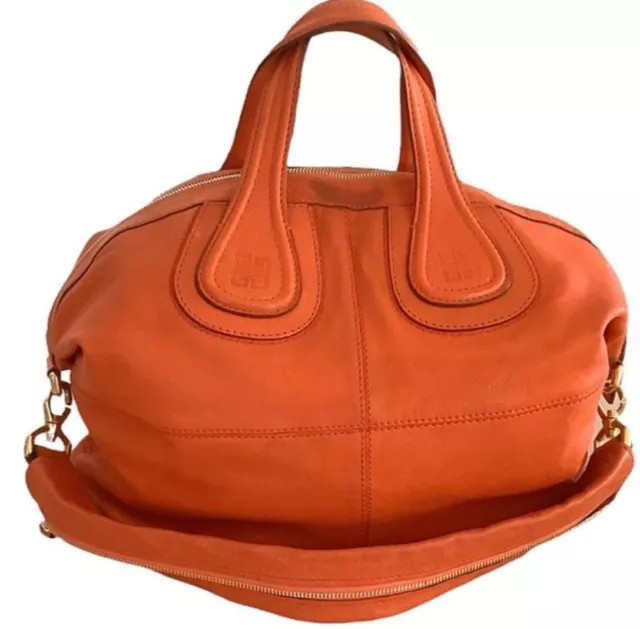 Givenchy Leather Nightingale Orange Satchel Bag MA0160 M-L With Crossbody Strap