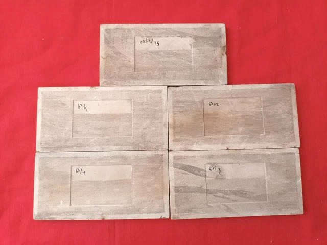 5 Piece Old Art Nice Flower Design Majolica Ceramic Tiles Japan 0067 8