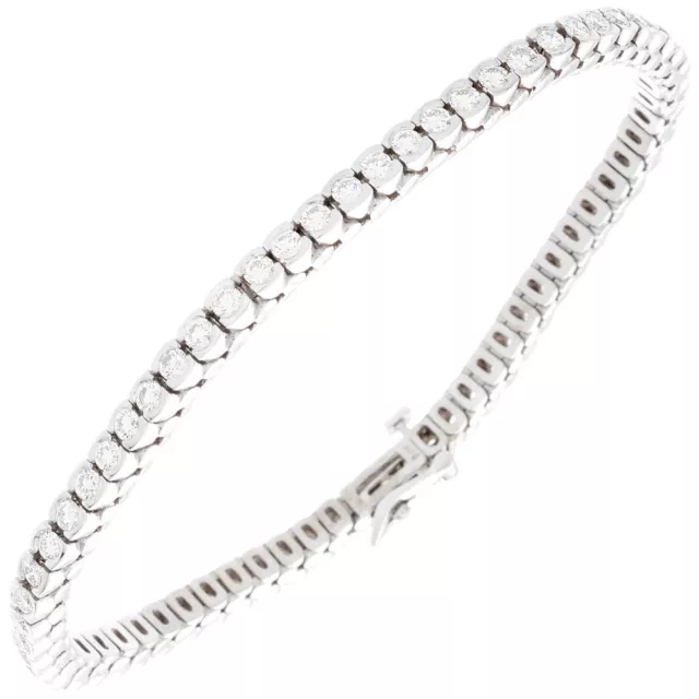 Dia Certifié Ancien Bracelet Femmes 3.00 Cts Diamant Rond 14K Blanc Or