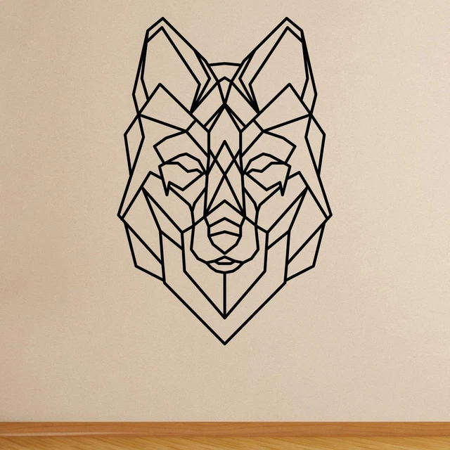 Geometric Wolf Head Wall Sticker Decal Animal Transfer Home Bedroom Vinyl UK
