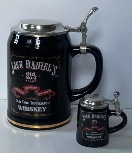 Jack Daniels Stein and matching shot glass with Pewter lids!  Great design!