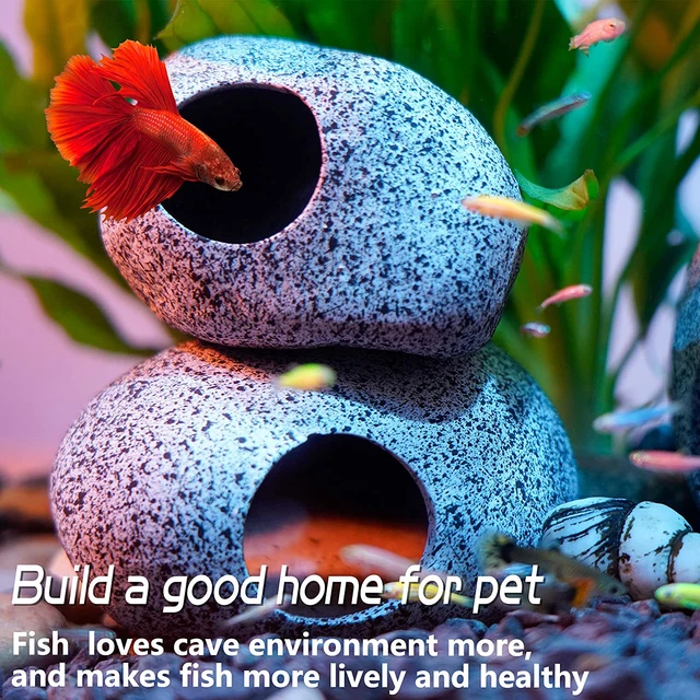 Aquarium Decorations Betta Fish Tank Accessories Rock Hideout Shrimp Cichlid