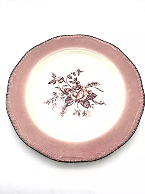 Wood & Sons Colonial Rose Pink w Grey Tableware 10.5" Dinner Plate - Replacement