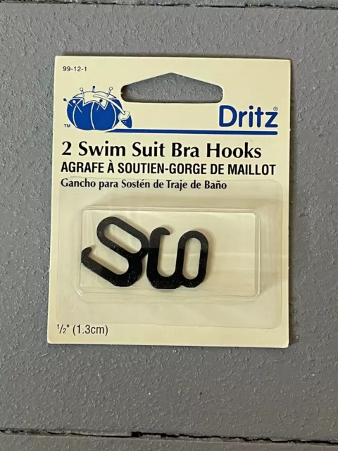 2 Swim Suit Bra Hooks 99-12-1 Dritz 1/2” Black NEW Vintage