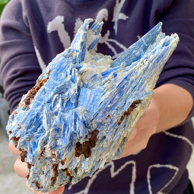 3.8LB Rare!! Natural beautiful Blue KYANITE with Quartz Crystal Specimen Rough.
