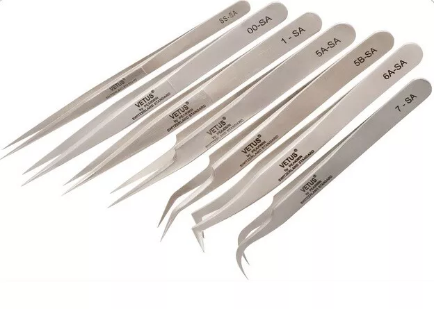 Vetus Swiss Quality Tweezers Straight Curved For Individual Eyelash Extensions