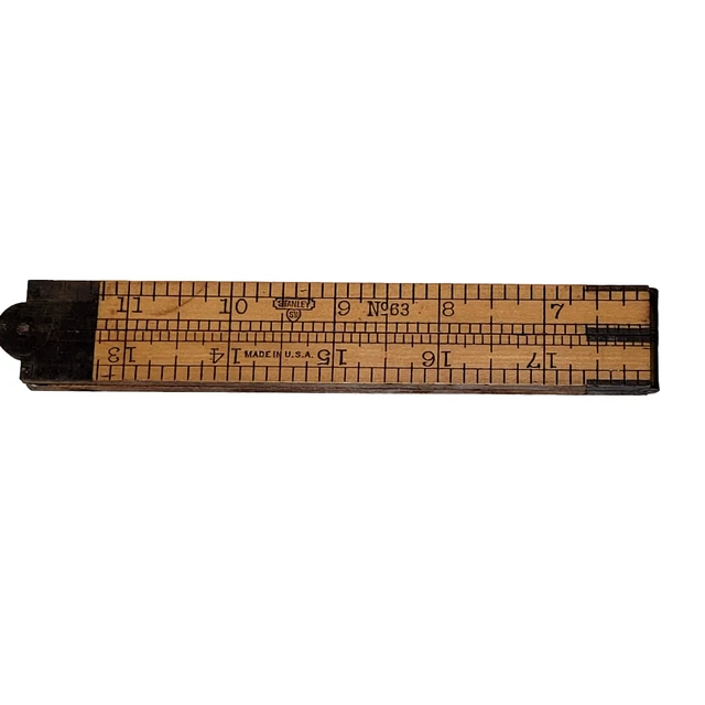 Vintage Antique Stanley No 63 Sweetheart Boxwood Folding Rule Ruler