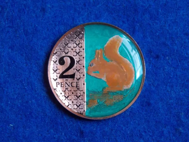 Enamelled Charles III 2p Two Pence Coin 2023 "Red Squirrel" Crown Privy Mark