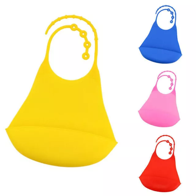 Soft Touch Adults Feeding Bib Silicone Waterproof Saliva Crumb Catcher Plastic