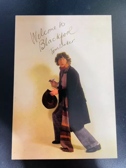 DR DOCTOR WHO TOM BAKER BBC promo postcard Fourth Doctor Larkfield Blackpool