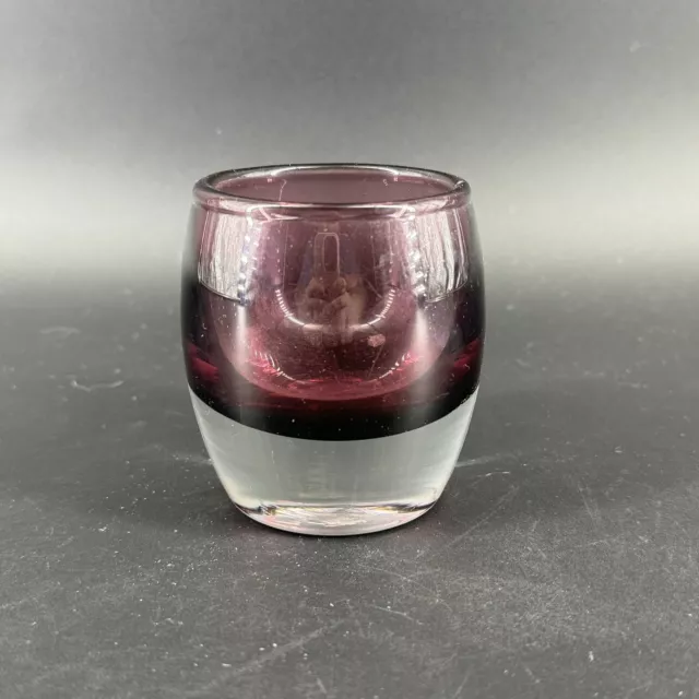 Crate & Barrel Amethyst Purple Glass Votive Candle Holder DIVA Made in Poland