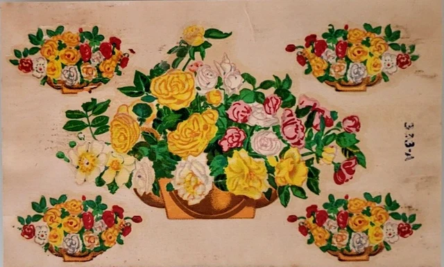 Calcomanías de transferencia de agua Meyercord vintage década de 1950 ramos de flores 333-A (1 hoja)