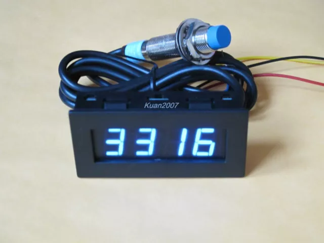 4 Digital Blue LED Tachometer RPM Speed Meter+Proximity Switch Sensor NPN 3 Wire