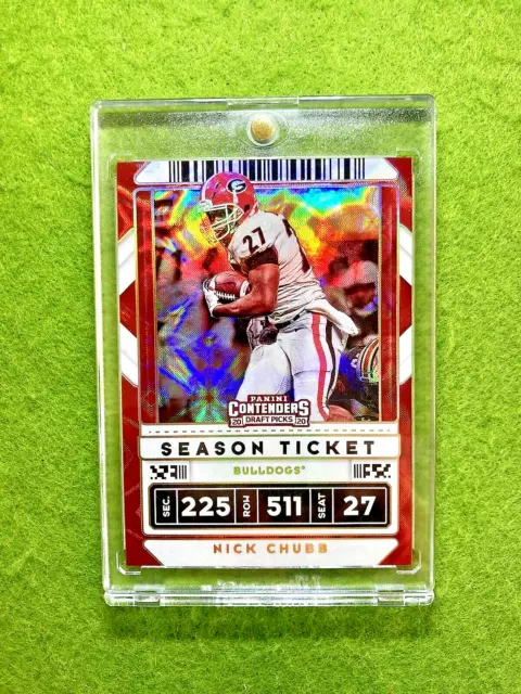 Nick Chubb GALACTIC PRIZM CARD JERSEY #27 UGA SSP 2020 Contenders  MAKE AN OFFER