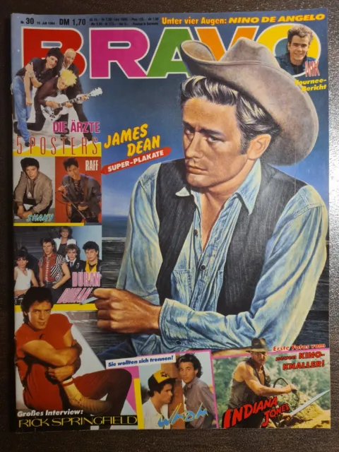 BRAVO 30/1984 Heft Komplett -James Dean, Wham, Rick Springfield, Die Ärzte- Top!