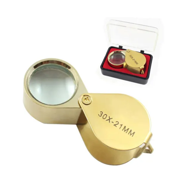 1× Handheld 30X Jewelers Loupe Magnifier Jewelry Coin Magnifying Glass Foldable