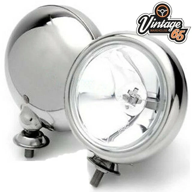CLASSIC CAR 12V Polished Stainless Steel Chrome Front Spot lights Spot