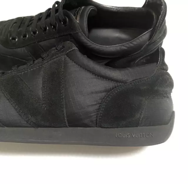 LOUIS VUITTON SUEDE Nylon Leather Sneakers Black Men's US 9.5 Authentic ...
