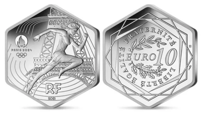 10 Euros Argent JO 2024 Hexagonale 2021 Marianne Monnaie de Paris NEW UNC Silver 3