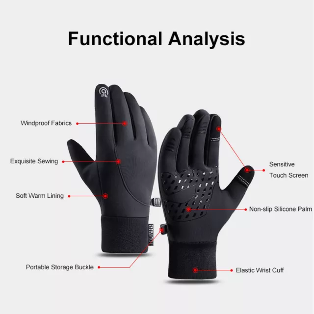 Winter Ski Gloves Bike Cycling Thermal Cold Windproof Touch Screen Warm Mittens 2