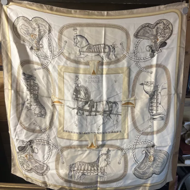 Hermes Paris Carre de Soie Châle Foulard, Grand Apparat signé J. Eudes vintage