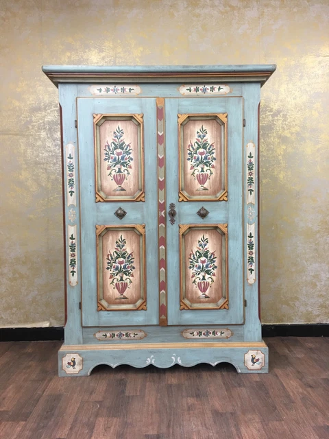 Voglauer Anno 1700 Antique Blue Wardrobe Country House Hallway Cupboard Solid