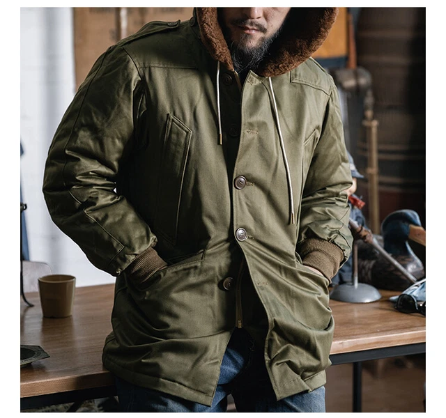 BRONSON MEN'S MILITARY B-9 Down Jacket Parka Heavy Duty USAAF B9 Flight ...