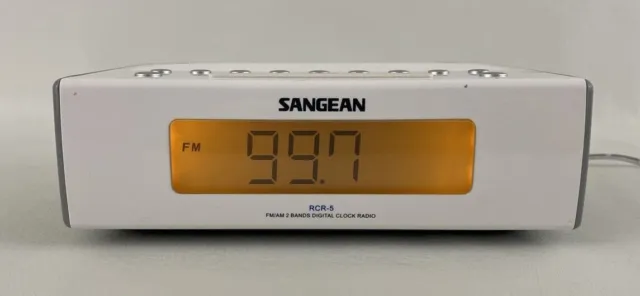 Sangean RCR-5 Digital AM/FM 2 Bands Digital Clock Radio White